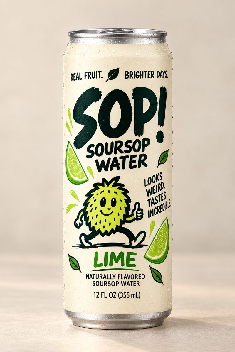 SOP! Lime soursop water, 12 fl oz can