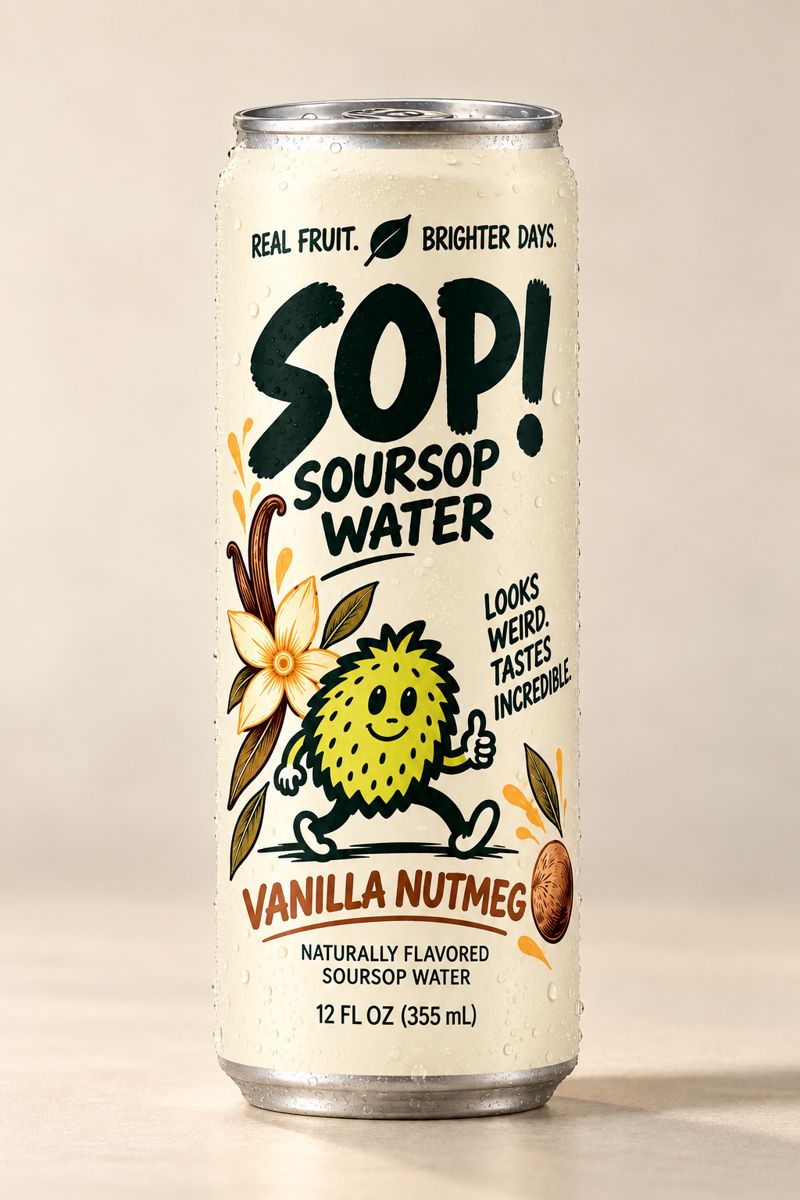 SOP! Vanilla Nutmeg soursop water, 12 fl oz can